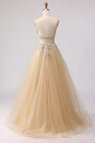 draft-Sage Green A-Line Embroidered Long Tulle Prom Dress with Slit
