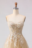 Glitter Sage Green A-Line Beaded Corset Long Tulle Formal Dress with Embroidery