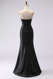 Black Mermaid Sweetheart Beaded Corset Long Prom Dress with Slit