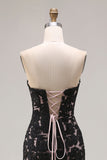 Lace Black Mermaid Sweetheart Lace-Up Back Long Prom Dress with Slit