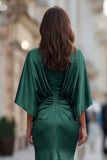 Burgundy Chiffon Mermaid Ruched Mother of the Bride Dress with Sleeve