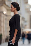 Black Mermaid Round Neck Mother of the Bride Dress with Half Sleeve