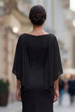 Black Mermaid Round Neck Mother of the Bride Dress with Half Sleeve