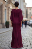 Black Mermaid Round Neck Mother of the Bride Dress with Half Sleeve
