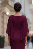Black Mermaid Round Neck Mother of the Bride Dress with Half Sleeve
