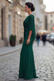 Black Mermaid Round Neck Mother of the Bride Dress with Half Sleeve