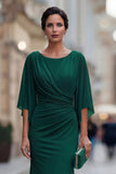 Black Mermaid Round Neck Mother of the Bride Dress with Half Sleeve
