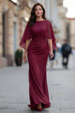 Black Ruched Mermaid Mother of the Bride Dress with Half Sleeve