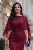 Black Ruched Mermaid Mother of the Bride Dress with Half Sleeve