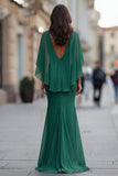 Black Ruched Mermaid Mother of the Bride Dress with Half Sleeve
