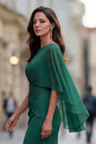 Black Ruched Mermaid Mother of the Bride Dress with Half Sleeve