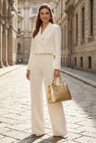 Ivory Double Breasted Peak Lapel 2 Piece Women's Work Suits