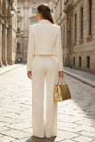 Ivory Double Breasted Peak Lapel 2 Piece Women's Work Suits
