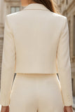 Ivory Double Breasted Peak Lapel 2 Piece Women's Work Suits