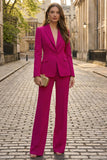 Fuchsia Peak Lapel 2 Piece Slim Fit Women's Business Suits