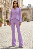 Light Pink 2 Piece Slim Fit Lapel Women's Business Suits