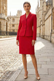 Light Yellow Notched Lapel 2 Piece Single Breasted Work Dress