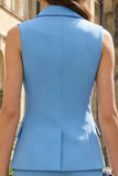 Blue Peak Lapel 2 Piece Slim Fit Single Breasted Women's Work Suits