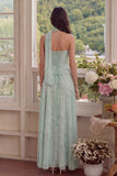 Dusty Sage Chiffon A-Line Corset Strapless Maxi Wedding Guest Dress