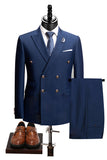 2-piece Black Peaked Lapel Double Breasted Men's Suits
