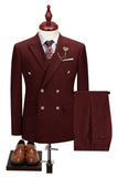 2-piece Black Peaked Lapel Double Breasted Men's Suits