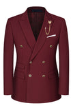 2-piece Black Peaked Lapel Double Breasted Men's Suits