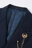 2-piece Black Peaked Lapel Double Breasted Men's Suits