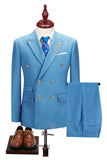 2-piece Black Peaked Lapel Double Breasted Men's Suits