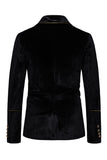 Black Velvet Notched Lapel Double-Breasted Men's Suits