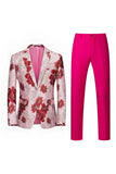 Yellow Floral 2-Piece One Button Notched Lapel Men's Prom Suits