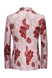 Yellow Floral 2-Piece One Button Notched Lapel Men's Prom Suits