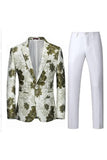 Yellow Floral 2-Piece One Button Notched Lapel Men's Prom Suits