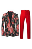 Yellow Floral 2-Piece One Button Notched Lapel Men's Prom Suits