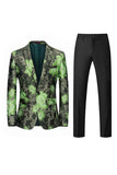 Yellow Floral 2-Piece One Button Notched Lapel Men's Prom Suits