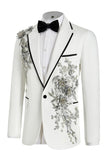 Blue 2 Piece One Button Notch Lapel Men's Prom Suits with Sequins