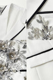 Blue 2 Piece One Button Notch Lapel Men's Prom Suits with Sequins
