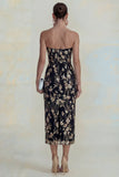 Sparkly Floral Appliqued Pink Strapless Sheath Maxi Wedding Guest Dress