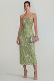 Sparkly Floral Appliqued Pink Strapless Sheath Maxi Wedding Guest Dress