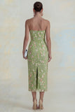 Sparkly Floral Appliqued Pink Strapless Sheath Maxi Wedding Guest Dress