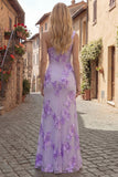 Yellow One Shoulder Sheath Long Prom Dress with Floral Embroidery