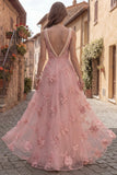 Yellow A Line Square Neck Long Prom Dress with Embroidery