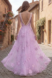 Yellow A Line Square Neck Long Prom Dress with Embroidery