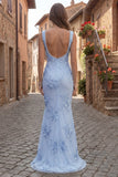 Yellow Mermaid Embroidered Square Neck Long Prom Dress