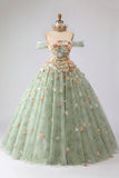 Ball Gown Champagne Off the Shoulder Princess Quinceanera Dress