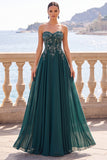 Sweetheart A Line Dark Green Long Mother of the Bride Dress with Appliques
