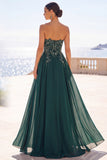 Sweetheart A Line Dark Green Long Mother of the Bride Dress with Appliques