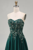 Sweetheart A Line Dark Green Long Mother of the Bride Dress with Appliques
