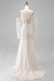 Ivory Sweetheart Mermaid Sweep Train Wedding Dress with Lace