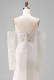 Ivory Sweetheart Mermaid Sweep Train Wedding Dress with Lace