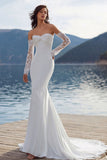 Ivory Sweetheart Mermaid Sweep Train Wedding Dress with Sleeves